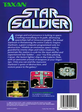 Star Soldier (USA) box cover back